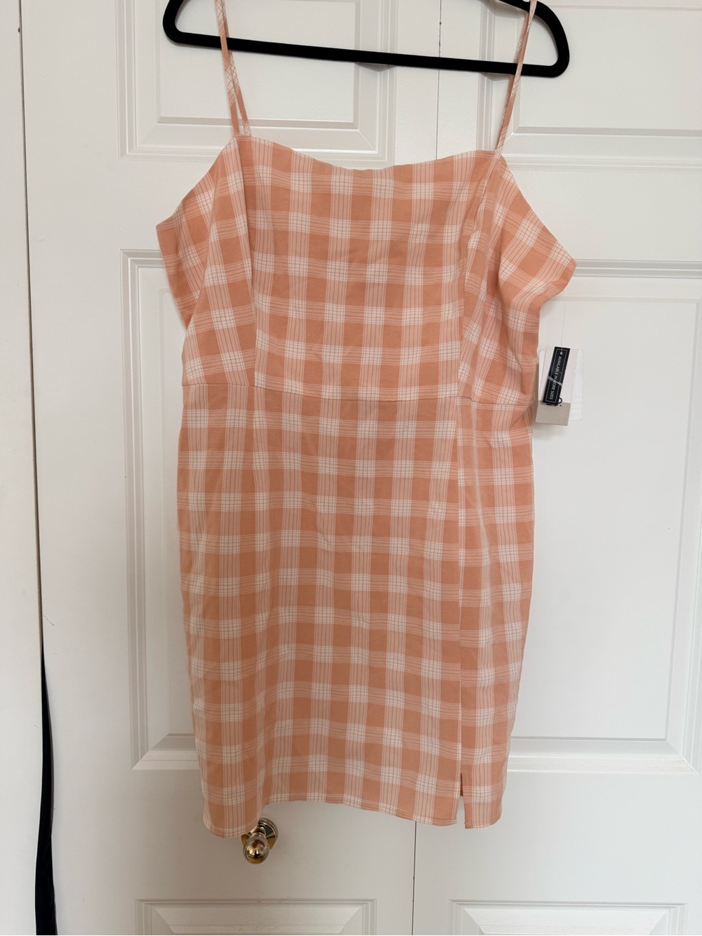 Nordstrom Coral and White Gingham Slip Dress
